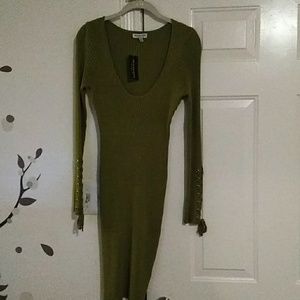 Fashion Nova Olive mini dress with lace up sleeve